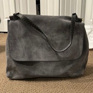 The Row Gray suede pocketbook with shoulder strap